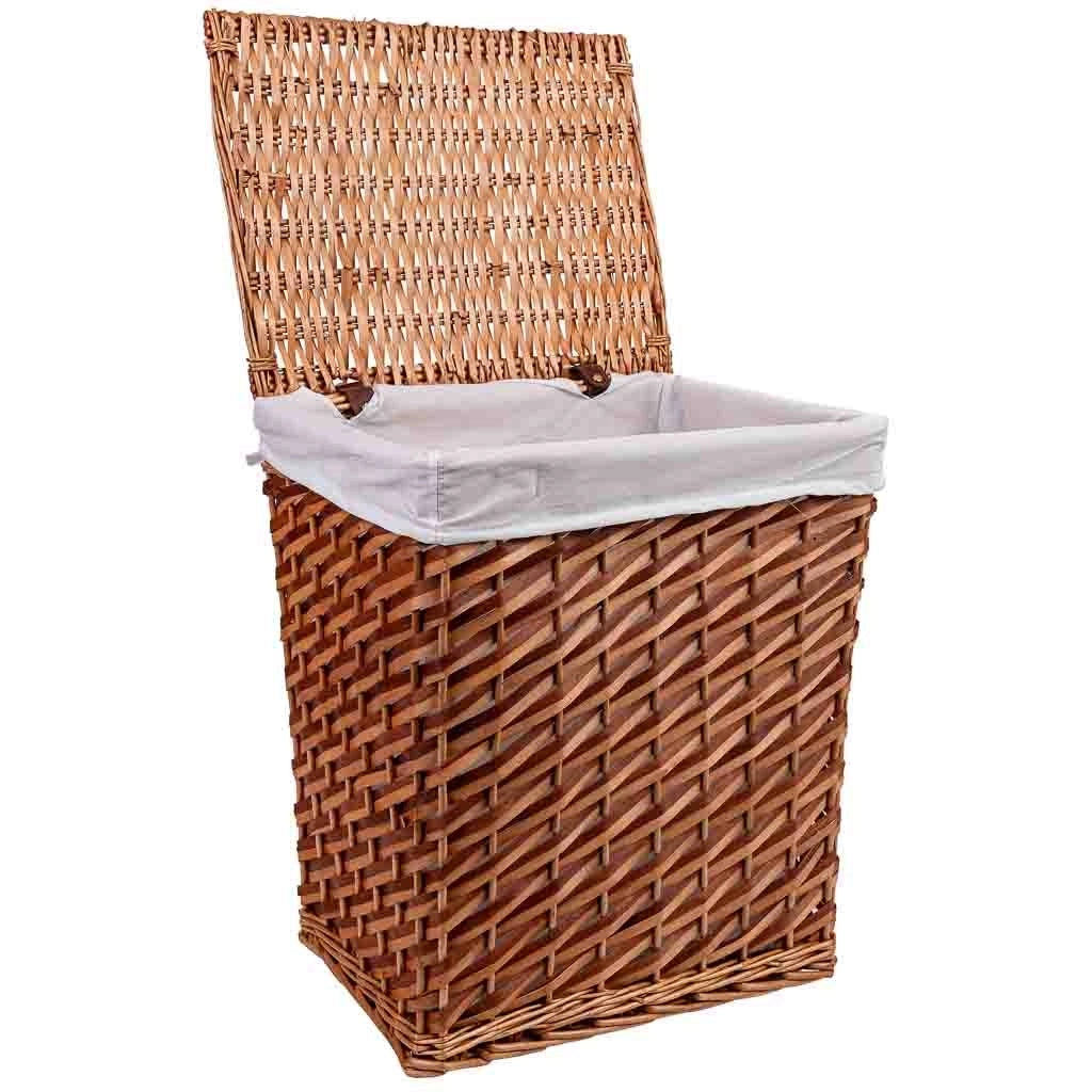 Set di 3 cestini in vimini marroni: L: 42x33x50 cm, M: 35x28x43 cm, S: 30x22x37 cm