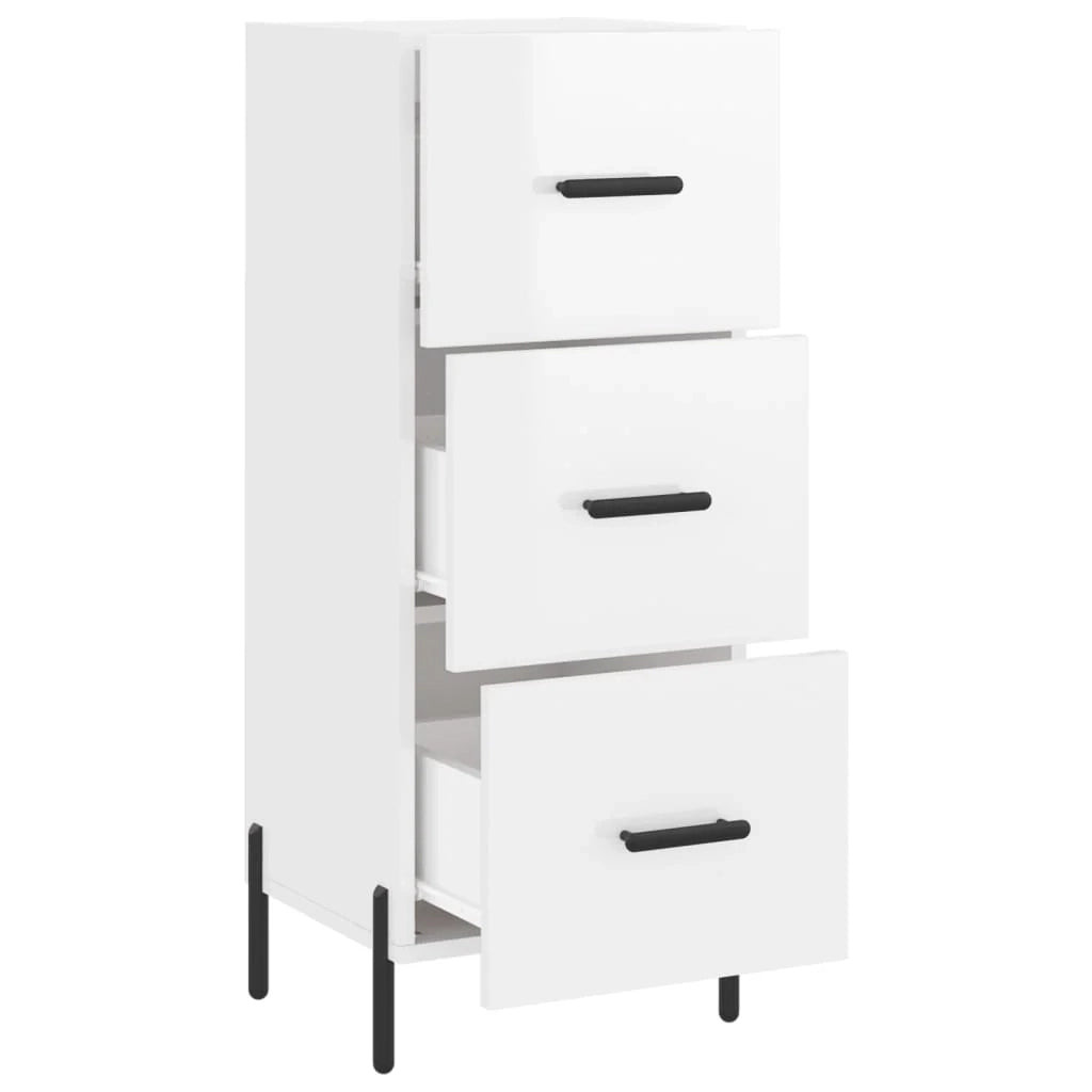 Buffet credenza cassettiera mobiletto mobile contenitore organizer per cucina soggiorno finitura lucida 34,5 x 34 x 90 cm legno ingegnerizzato bianco 02_0030627