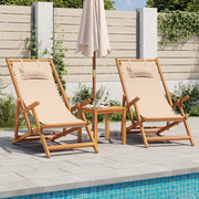vidaXL Sedie da Spiaggia Pieghevoli 2 pz Beige in Tessuto e Legno
