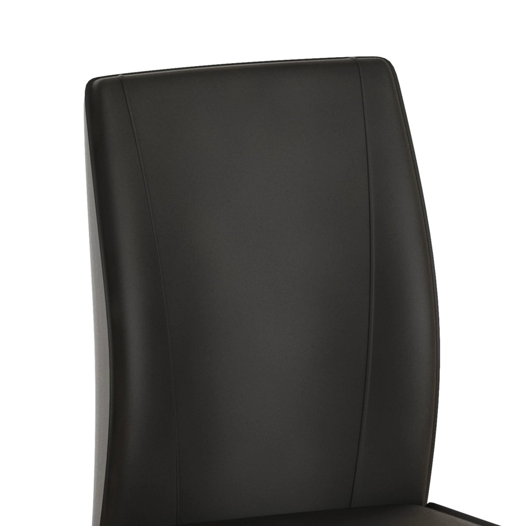 Sedia da pranzo 2 pezzi con schienale ergonomico e piedini antiscivolo in similpelle Nero