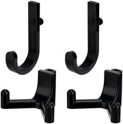 Hanger a parete 4 pezzi - Hanger a forma V - Plastica - Garage/Soggiorno - 13 x 8,5 cm / 6 x 8,4 cm - Nero