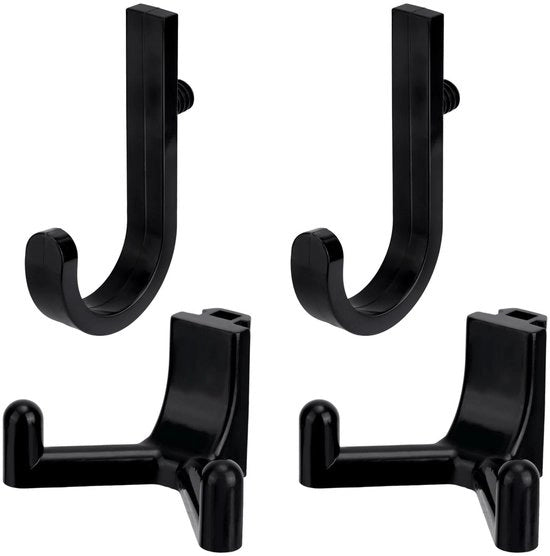 Hanger a parete 4 pezzi - Hanger a forma V - Plastica - Garage/Soggiorno - 13 x 8,5 cm / 6 x 8,4 cm - Nero