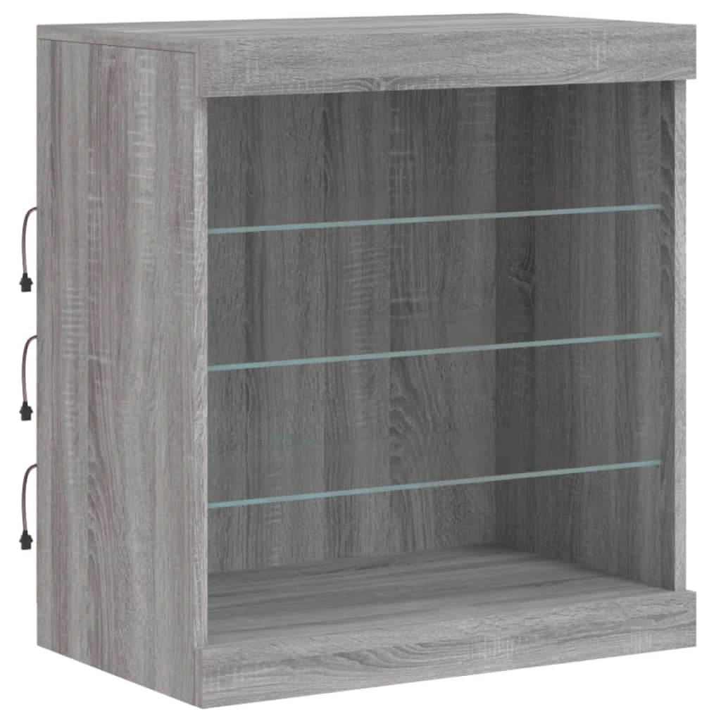 Buffet credenza cassettiera armadio mobile contenitore organizer per cucina soggiorno salotto con luci LED Sonoma 142,5 x 37 x 67 cm grigio 02_0030052