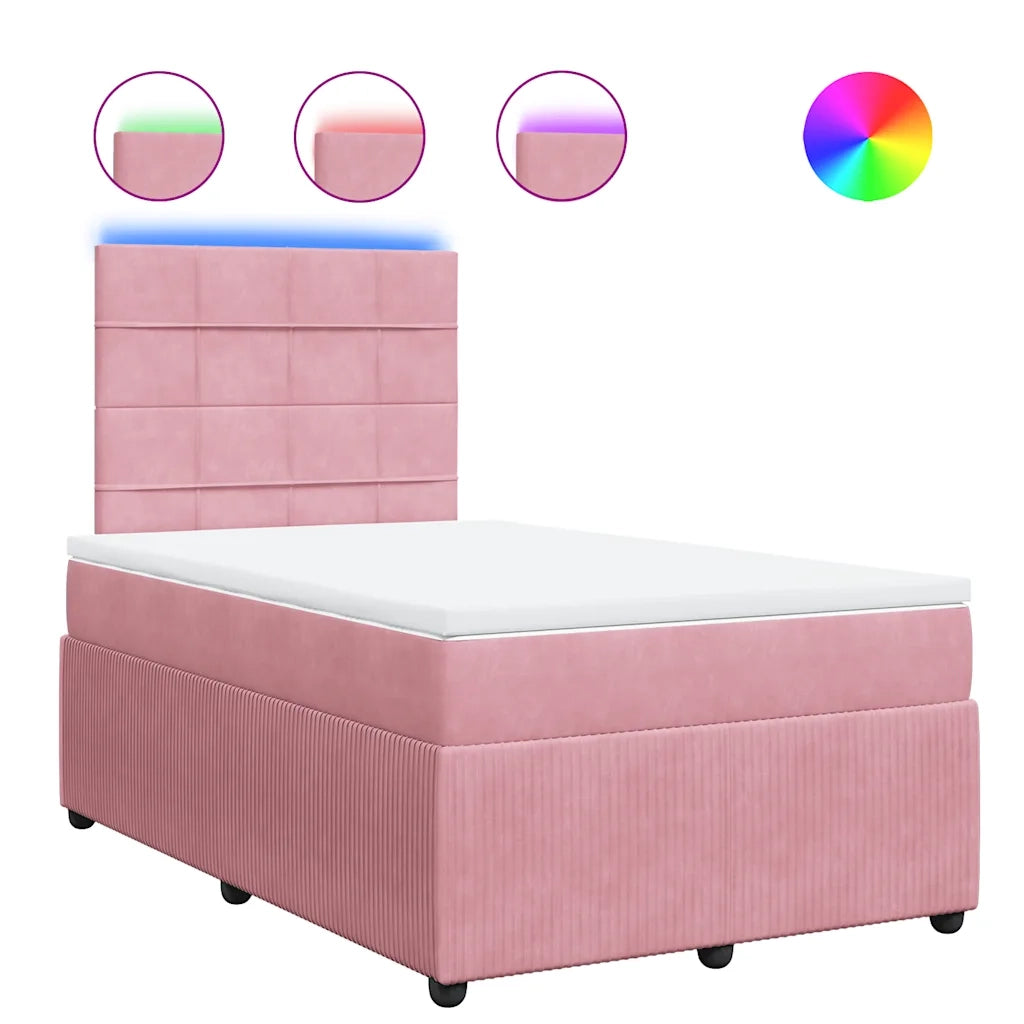 Giroletto a Molle con Materasso Rosa 120x190 cm in Velluto 3294591