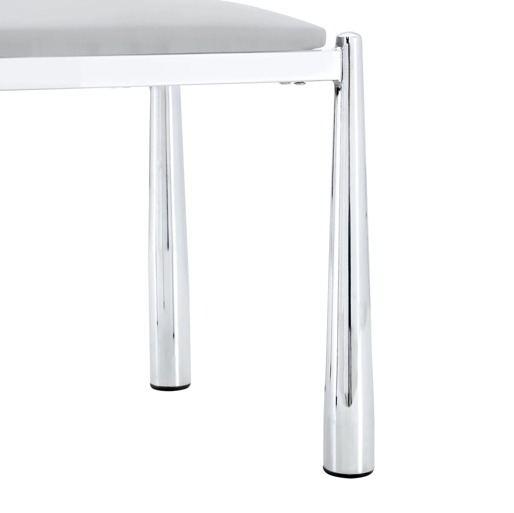 Sedia da pranzo 80 cm con schienale ergonomico in PU e metallo grigio chiaro