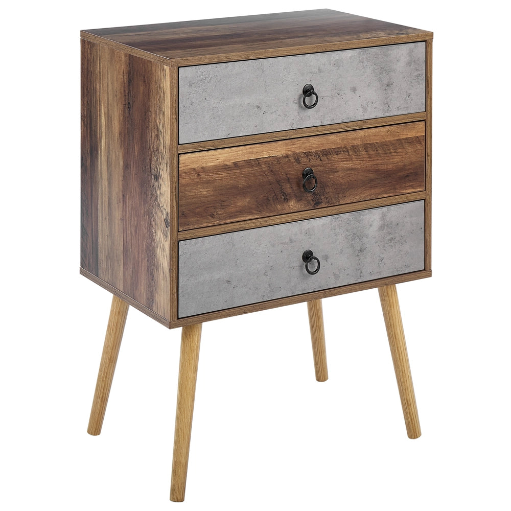 Credenza in legno scuro con truciolare grigio Design rustico Cassettiera con 3 cassetti Soggiorno