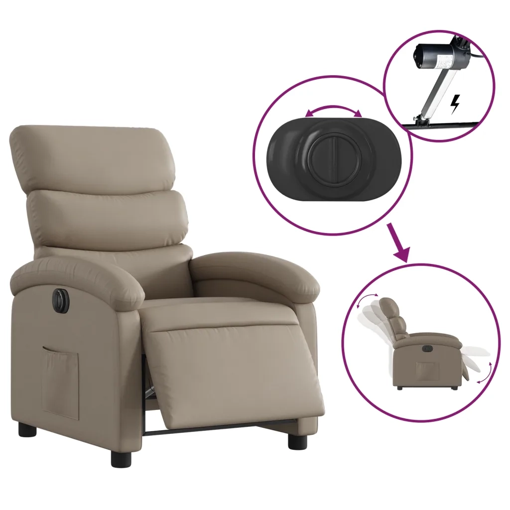 Divano Sedia-Poltrona Reclinabile Elettrica Cappuccino in Similpelle 817451