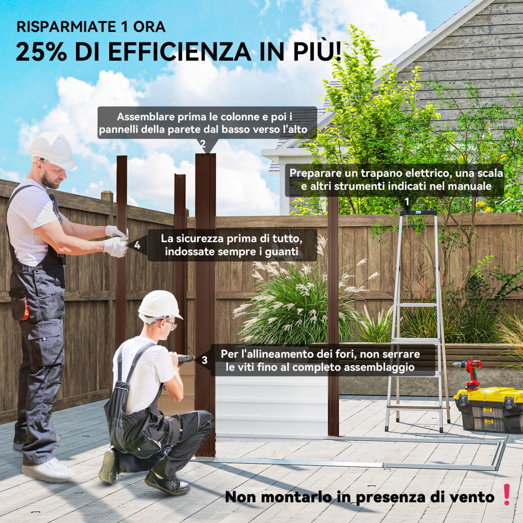 Casetta da Giardino ¨C zephmum ¨C Acciaio, Colore Quercia, 1.9x1.3m