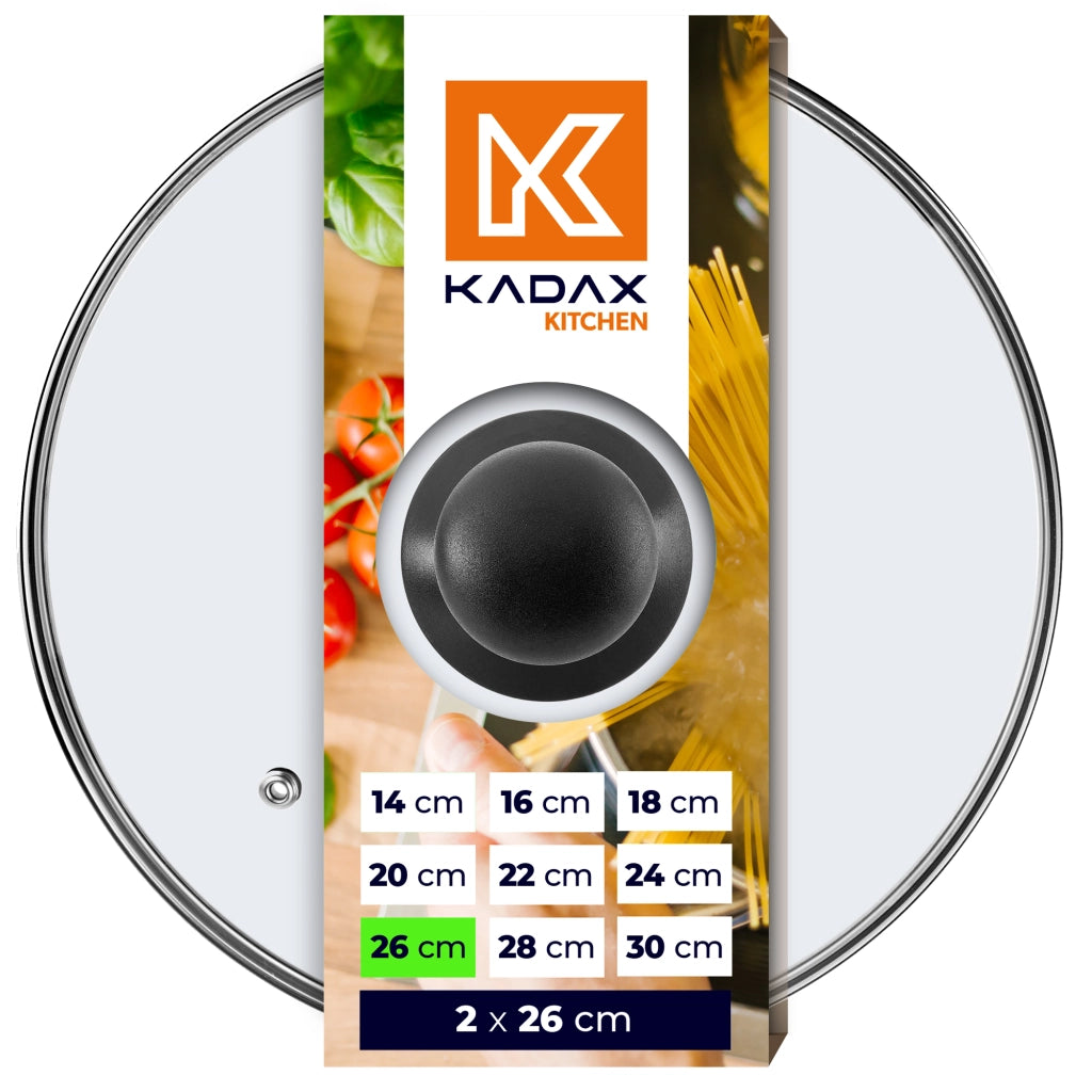 Set di 2 coperchi in vetro KADAX da 26 cm, resistenti al calore, per pentole e padelle.