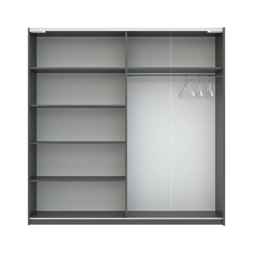 Armadio Camera da Letto Nalika, Guardaroba 2 Ante 2 Ripiani, 200x204h cm Nero Antracite