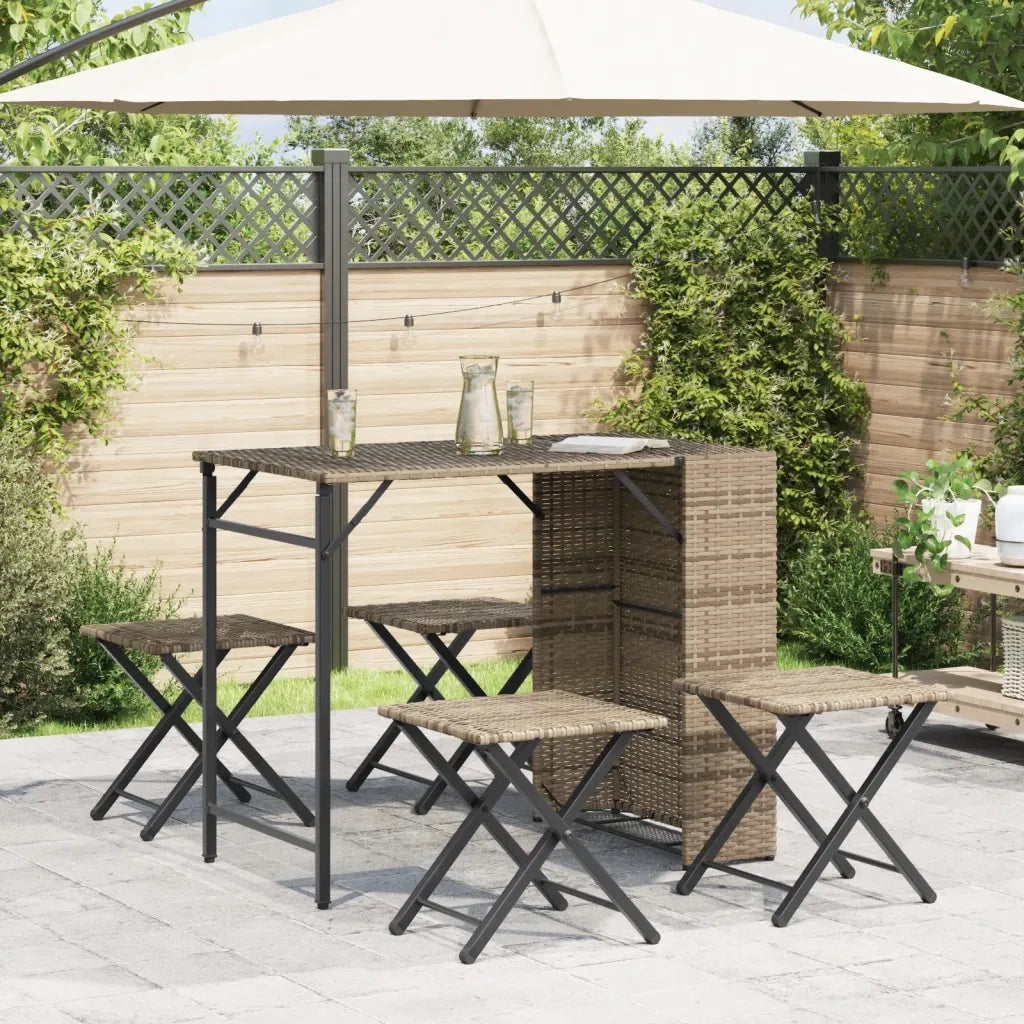 Set da Pranzo da Giardino Pieghevole 5pz Beige in Polyrattan 365947