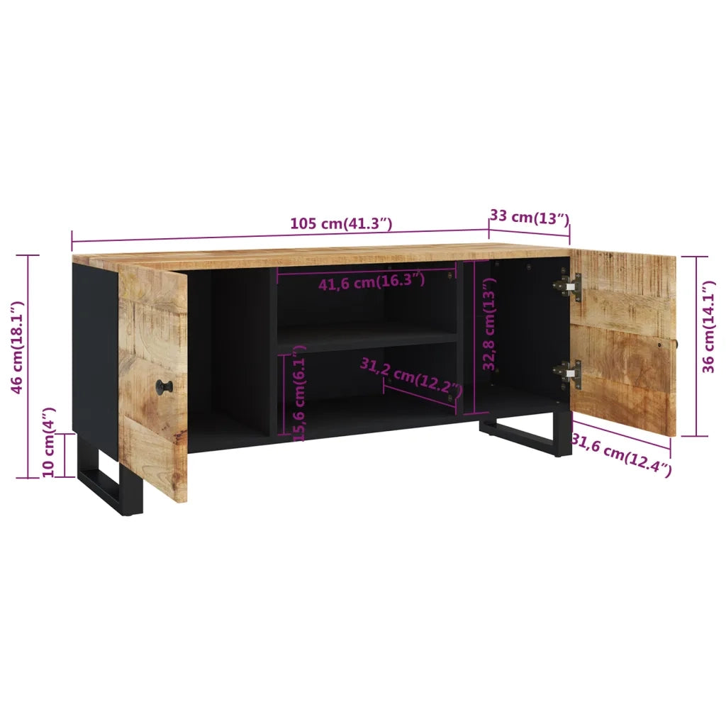 Mobile Porta TV 105x33x46cm in Legno Massello di Mango 345220