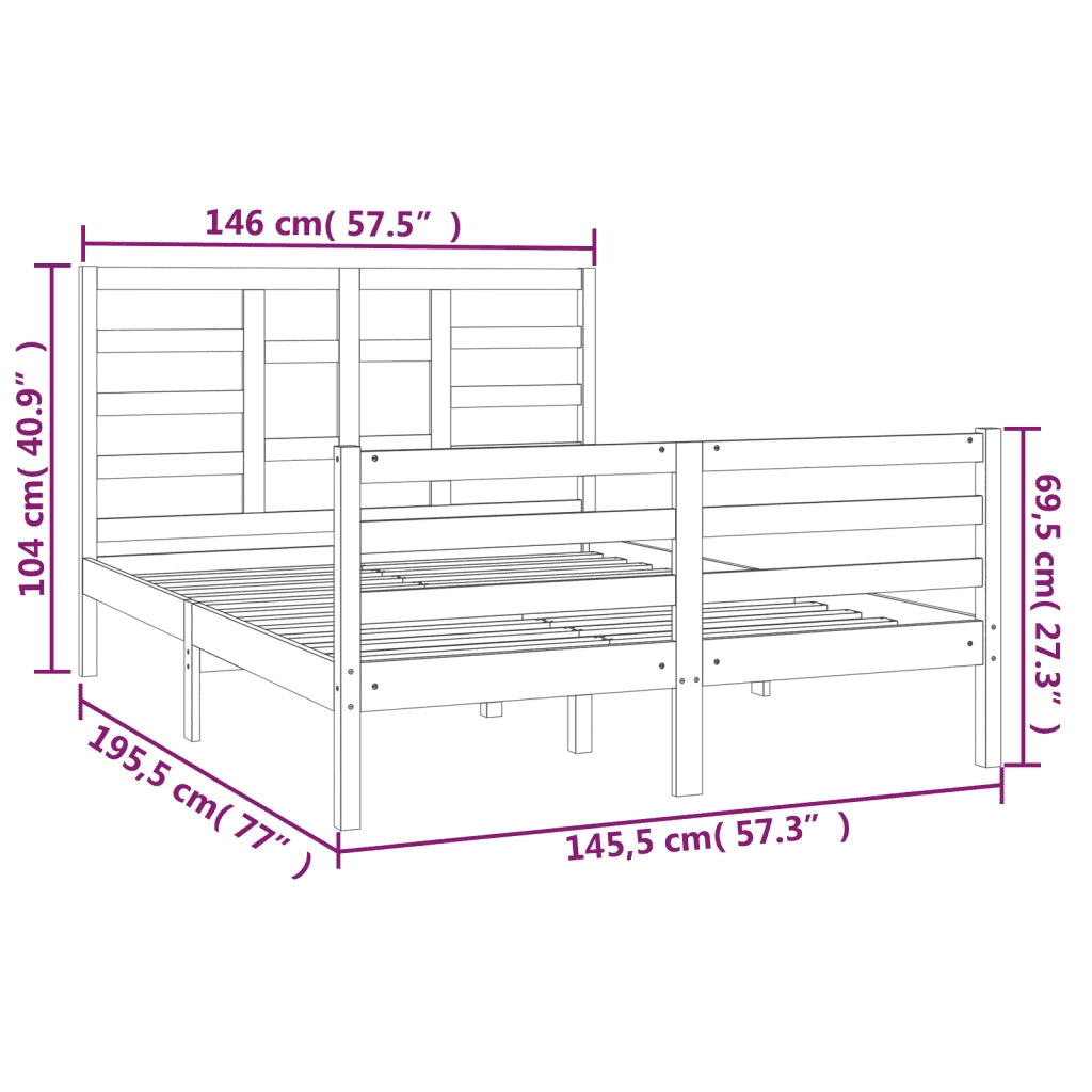 Giroletto-Struttura Letto Bianco in Legno Massello 140x190 cm 334072