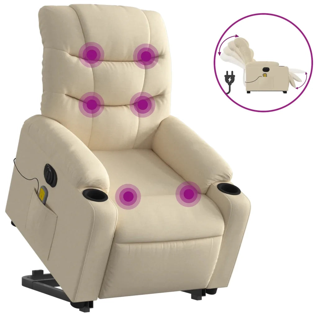 Poltrona Alzapersona Massaggiante Elettrica Crema in Tessutocod mxl 133052