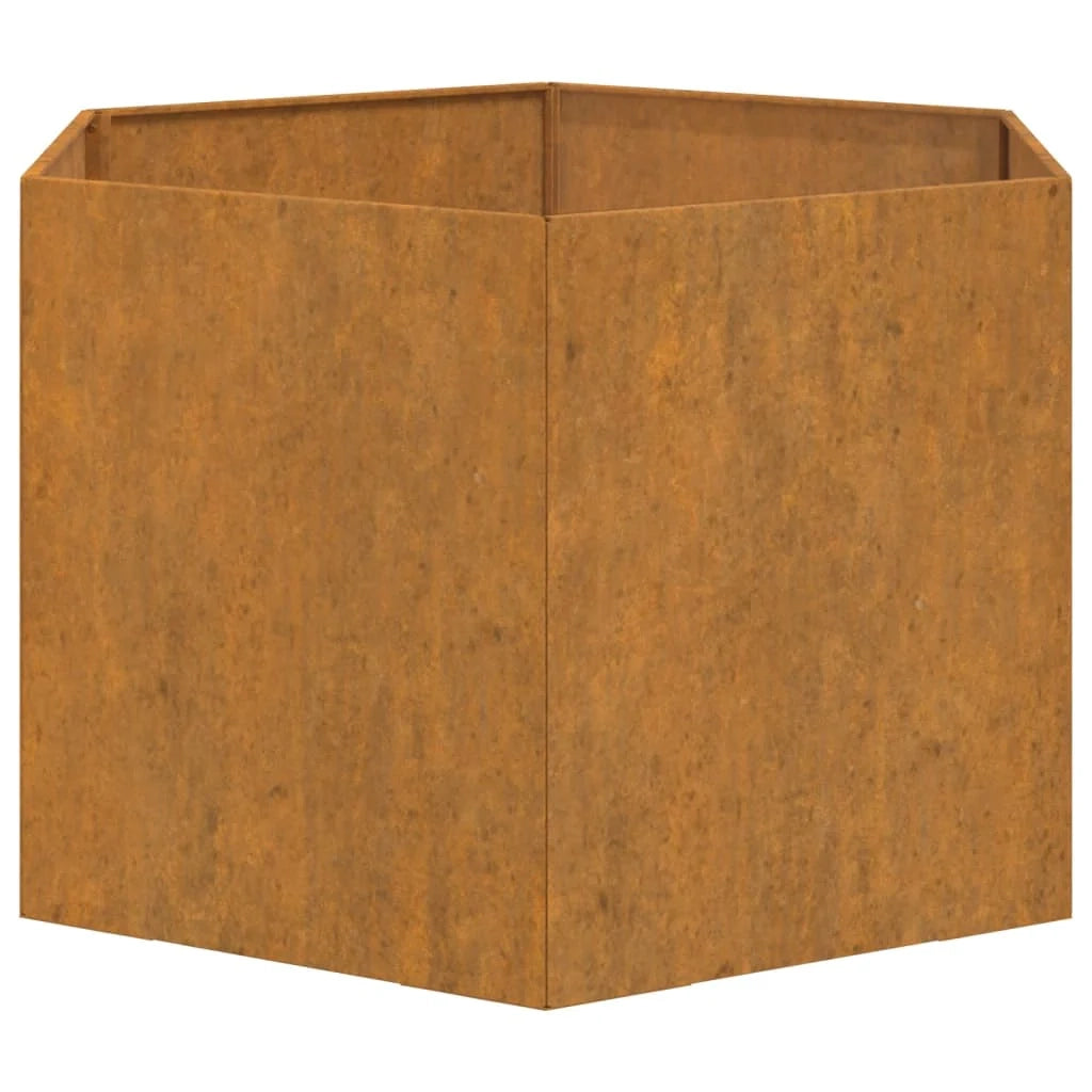 Fioriera rialzata per piante fiori terrazza giardino color ruggine 60 x 60 x 45 cm acciaio corten marrone 02_0038722