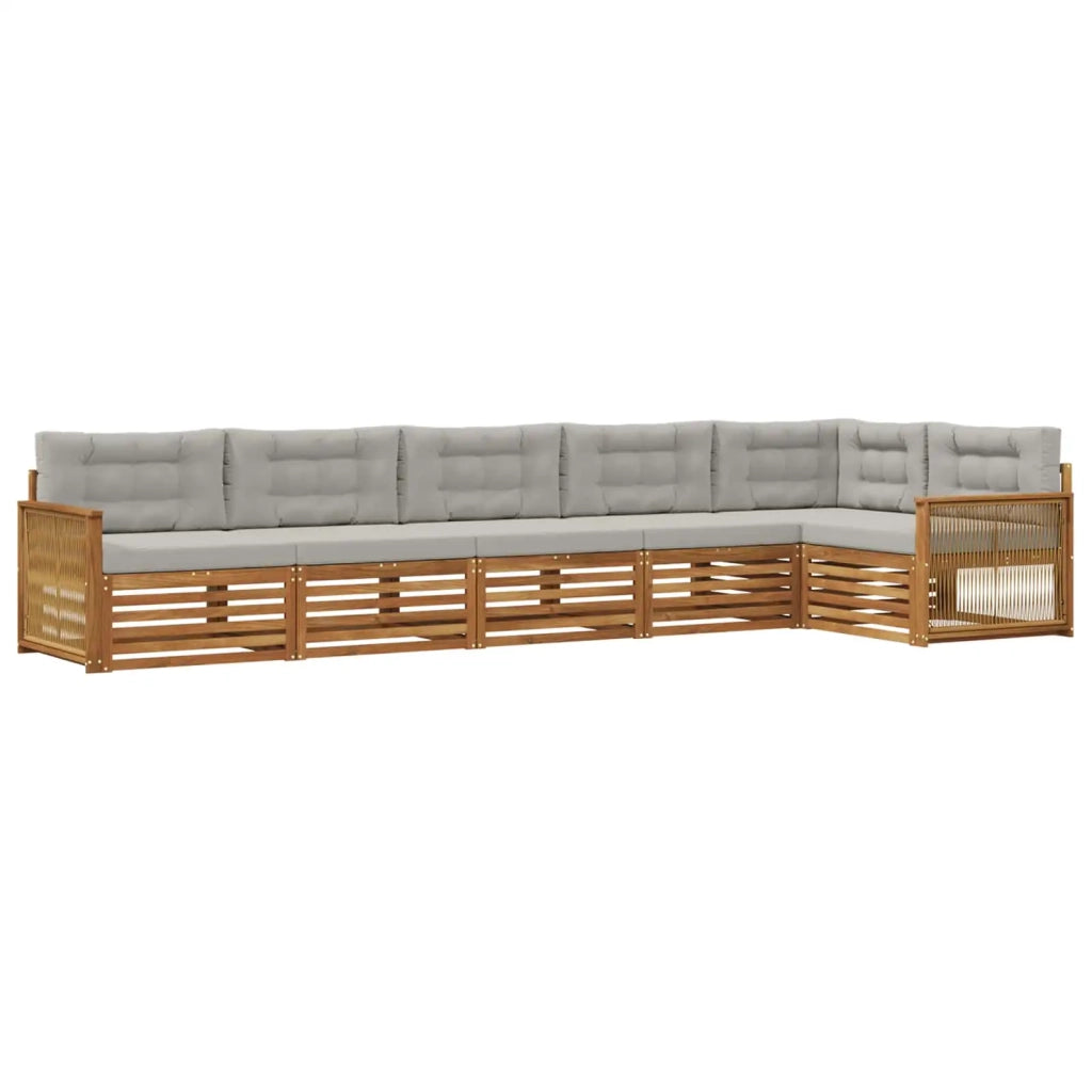Set di divani da esterno 6 pcs Naturale e Grigio Chiaro 3383419