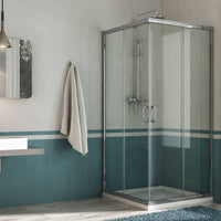 Box Doccia Angolare 75x90 cm 2 Ante Scorrevoli in Cristallo Trasparente 6mm H185 Fosterberg Vejle