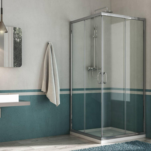Box Doccia Angolare 75x120 cm 2 Ante Scorrevoli in Cristallo Trasparente 6mm H185 Fosterberg Vejle