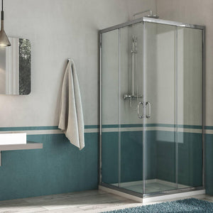 Box Doccia Angolare 72x120 cm 2 Ante Scorrevoli in Cristallo Trasparente 6mm H185 Fosterberg Vejle
