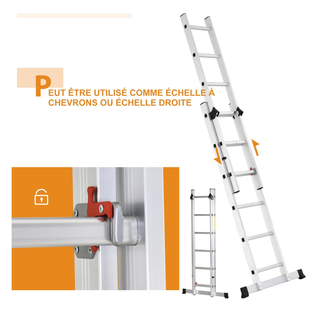 Scala multifunzione in alluminio 2,5 m ¨C zephmum ¨C Argento 150 kg