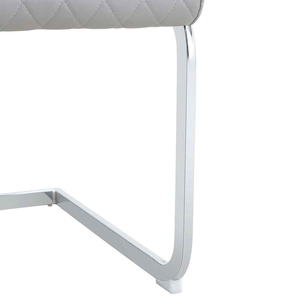 Sedia da pranzo set da 2 in pelle PU con schienale alto e seduta imbottita, struttura in metallo, grigio chiaro