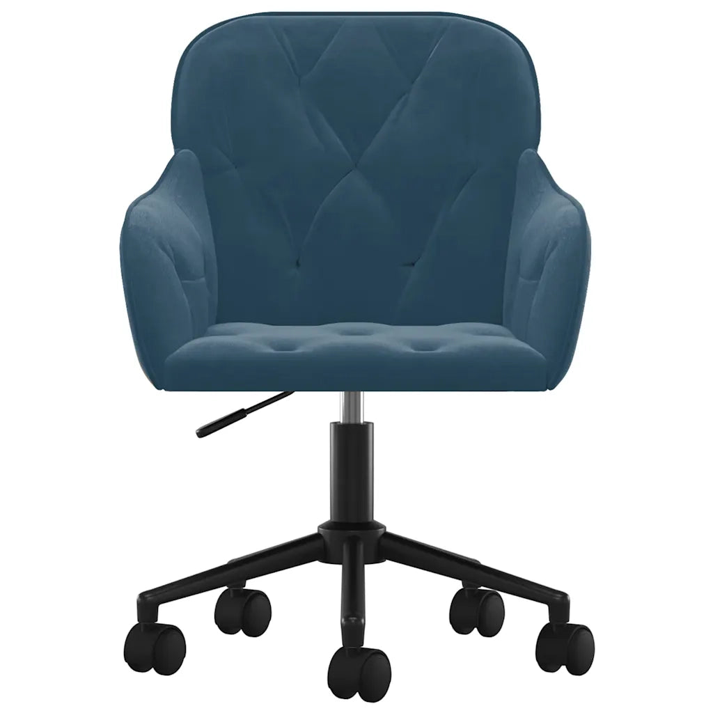 Sedia Girevole da Ufficio Blu in Velluto