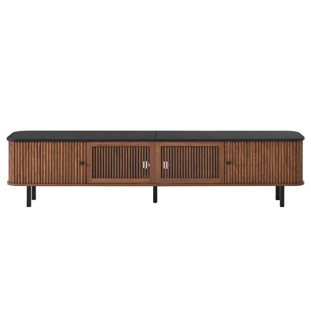 Mobile porta tv noce 190 cm con ante scorrevoli in rete e struttura in MDF