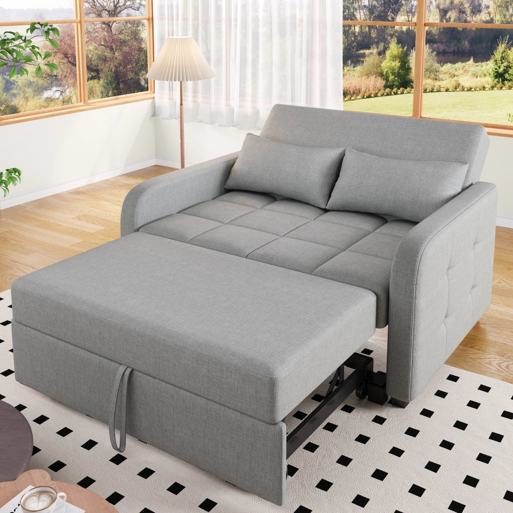 Divano letto pieghevole multifunzione con schienale regolabile, 127x180 cm, grigio antico