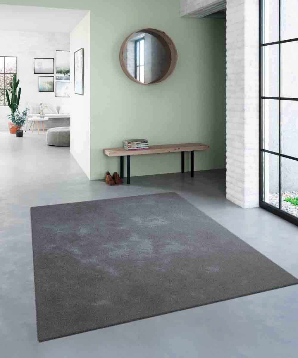 Tappeto FEEL GRIGIO SCURO tinta unita moderno, pelo morbido resistente e lavabile in lavatrice cm.120x170