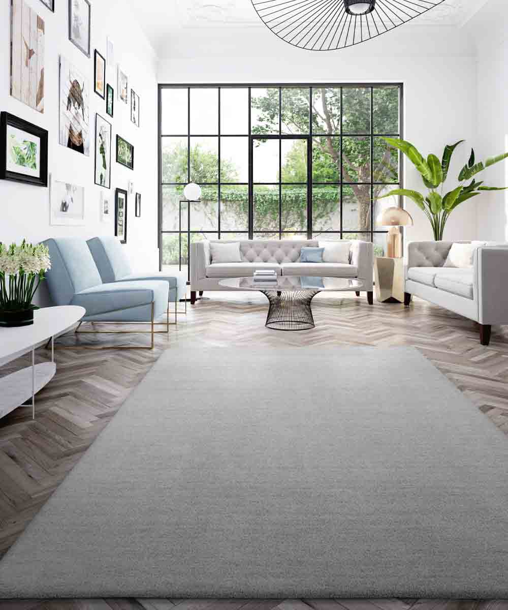 Tappeto FEEL GRIGIO CHIARO cm.140x200 tinta unita moderno, pelo morbido resistente e lavabile in lavatrice