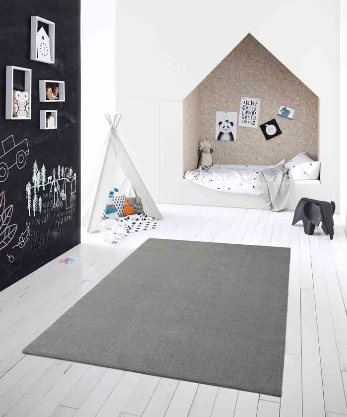 Tappeto FEEL GRIGIO tinta unita moderno, pelo morbido resistente e lavabile in lavatrice cm.60x115 passatoia