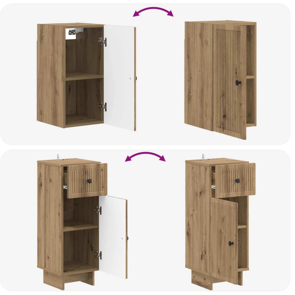 Set di armadietti da bagno in 3 pezzi EDE Rovere Artigianale 3417746