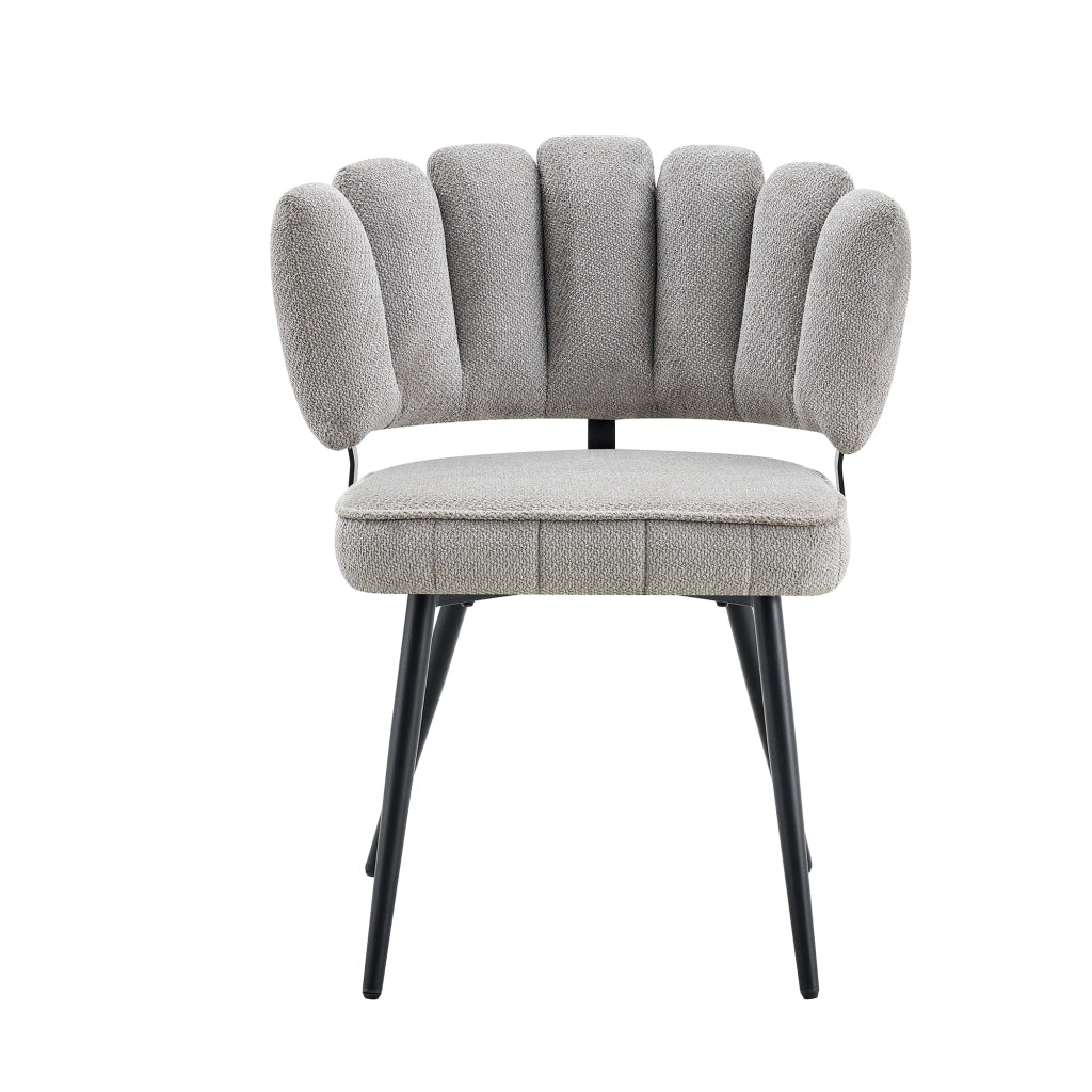 Tavolo Rotondo con 2 Sedie da Pranzo ¨C MINIMAL ¨C Piano MDF, Gambe Metallo Nero, Tessuto Grigio