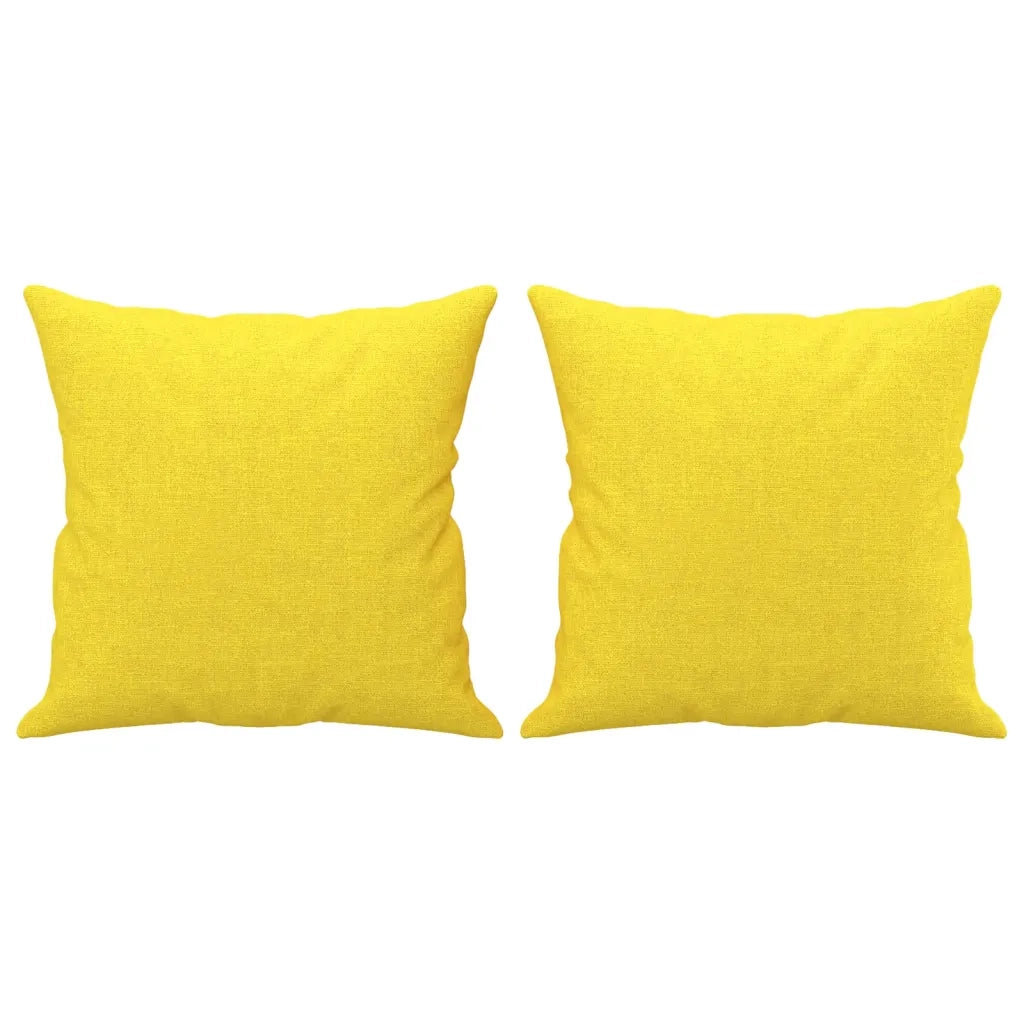 Divano a 2 Posti con Cuscini Giallo Chiaro 120 cm in Tessuto