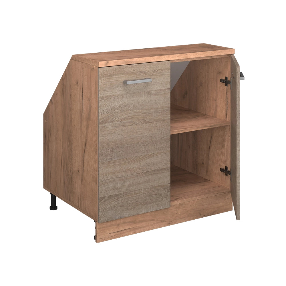 Mobile cucina sottotetto R-Line Sonoma/Rovere dorato 80 cm con 2 porte, carcassa 60 cm profondità Vicco