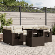 vidaXL Set Divani da Giardino 7 pz con Cuscini Marrone in Polyrattan