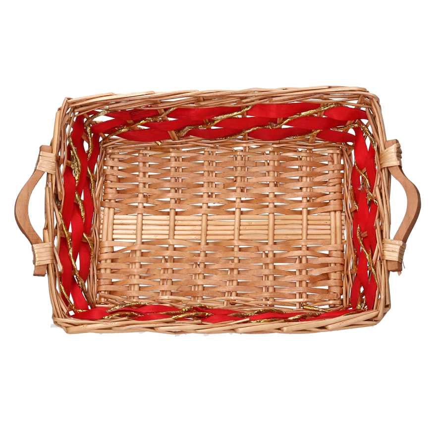 Cesta vimini rosso miele rettangolare cm48/52x36h13
