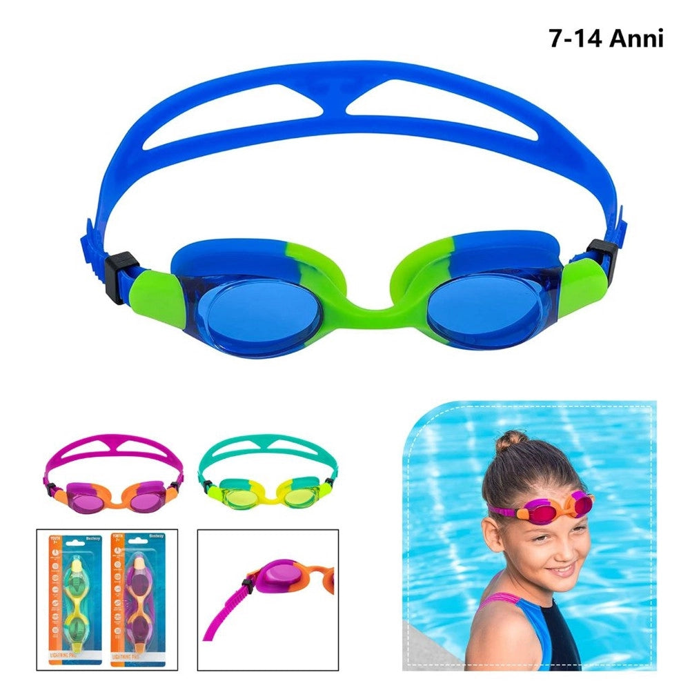 Trade Shop - Occhialini Da Nuoto Piscina  In Silicone Per Bambini 7-14 Anni Ocean Crest 3 Colori 21065 -