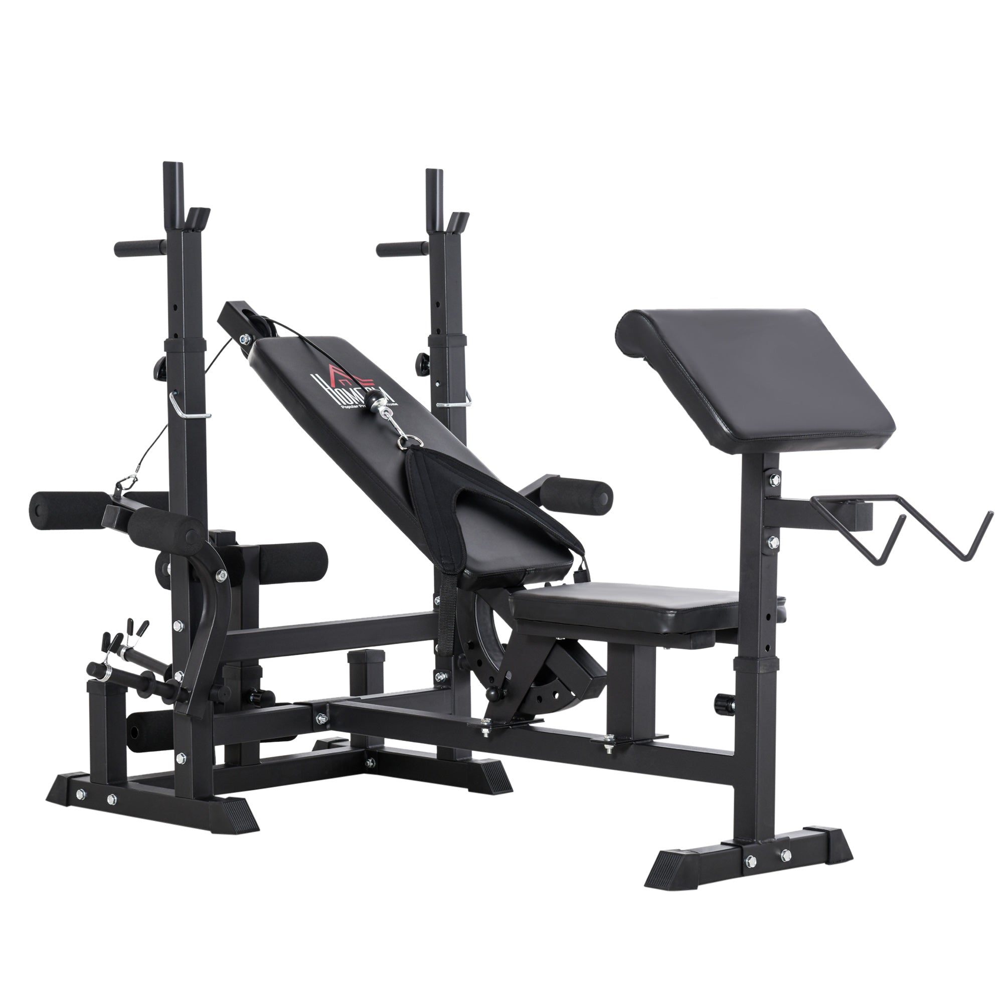 Panca da Palestra Regolabile con Supporto per Bilanciere 210x110x103-123 cm in Acciaio e PU Nero