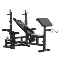 Panca da Palestra Regolabile con Supporto per Bilanciere 210x110x103-123 cm in Acciaio e PU Nero