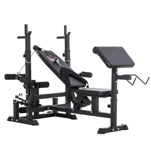 Panca da Palestra Regolabile con Supporto per Bilanciere 210x110x103-123 cm in Acciaio e PU Nero