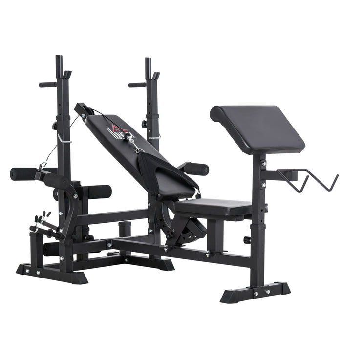 Panca da Palestra Regolabile con Supporto per Bilanciere 210x110x103-123 cm in Acciaio e PU Nero