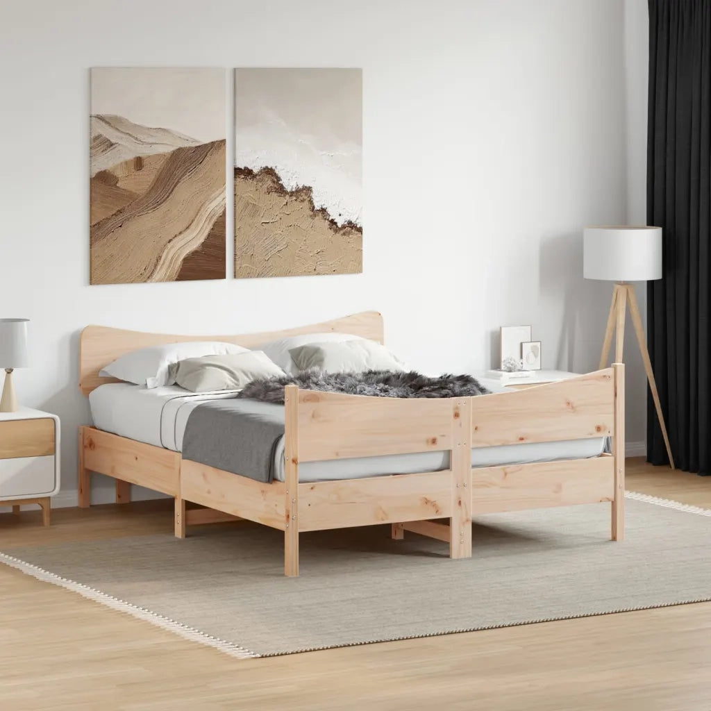 Letto senza Materasso 135x190 cm in Legno Massello di Pino 3216396