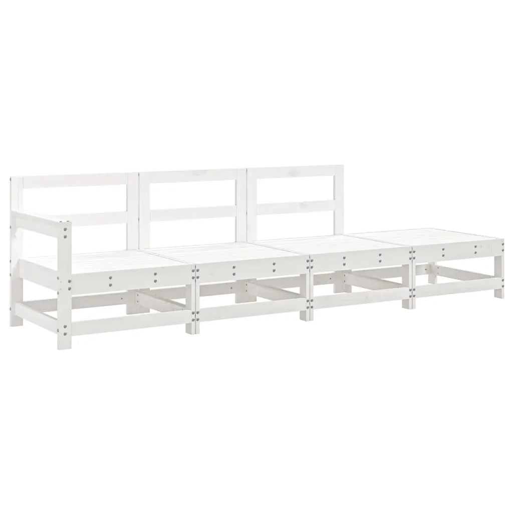 Set Salotto da Giardino 4 pz Bianco in Legno Massello di Pino 825535