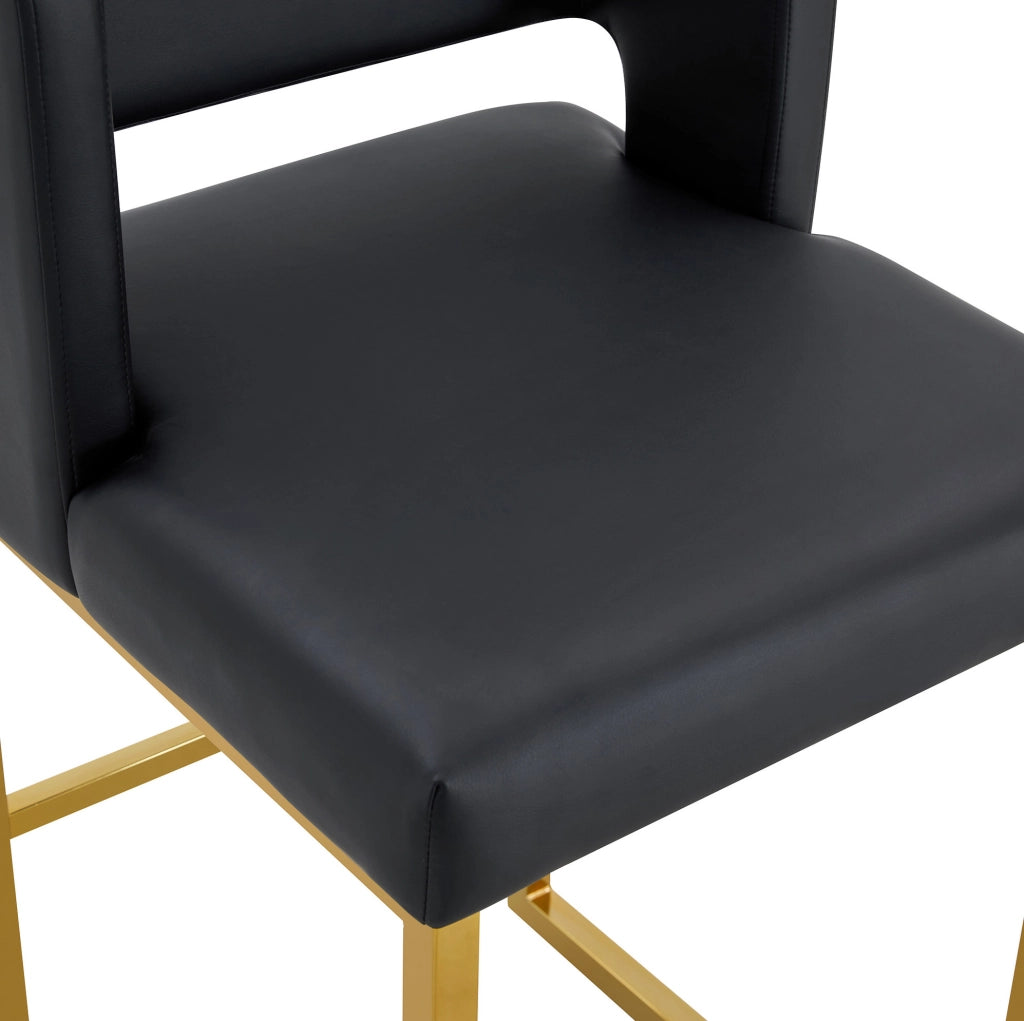 Sgabello da bar 91.4 cm con seduta imbottita; struttura stabile in metallo e PU nero e oro