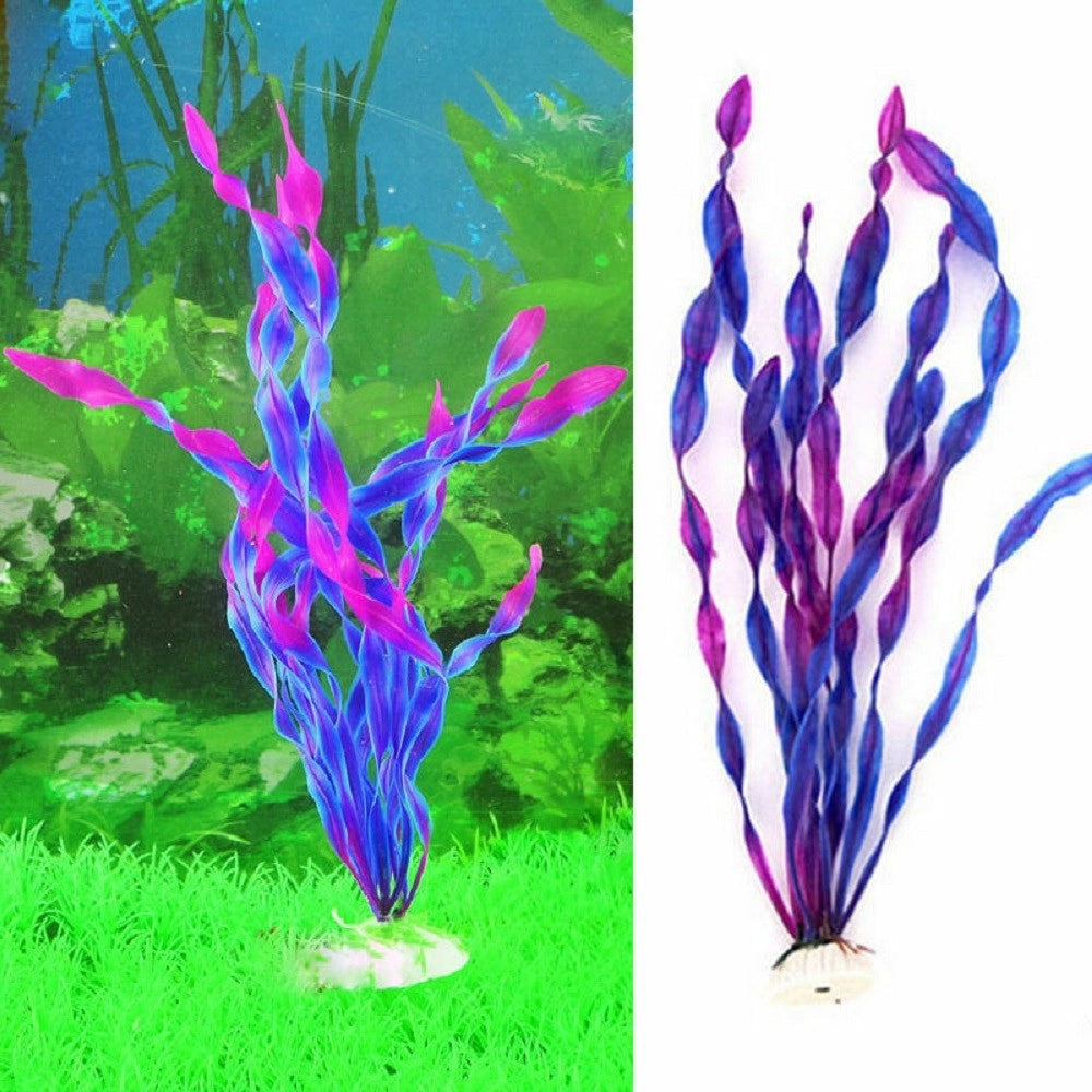 Trade Shop - Pianta 32 Cm Piantina Artificiale Per Acquario Piante Finte Plastica Col. Purple -