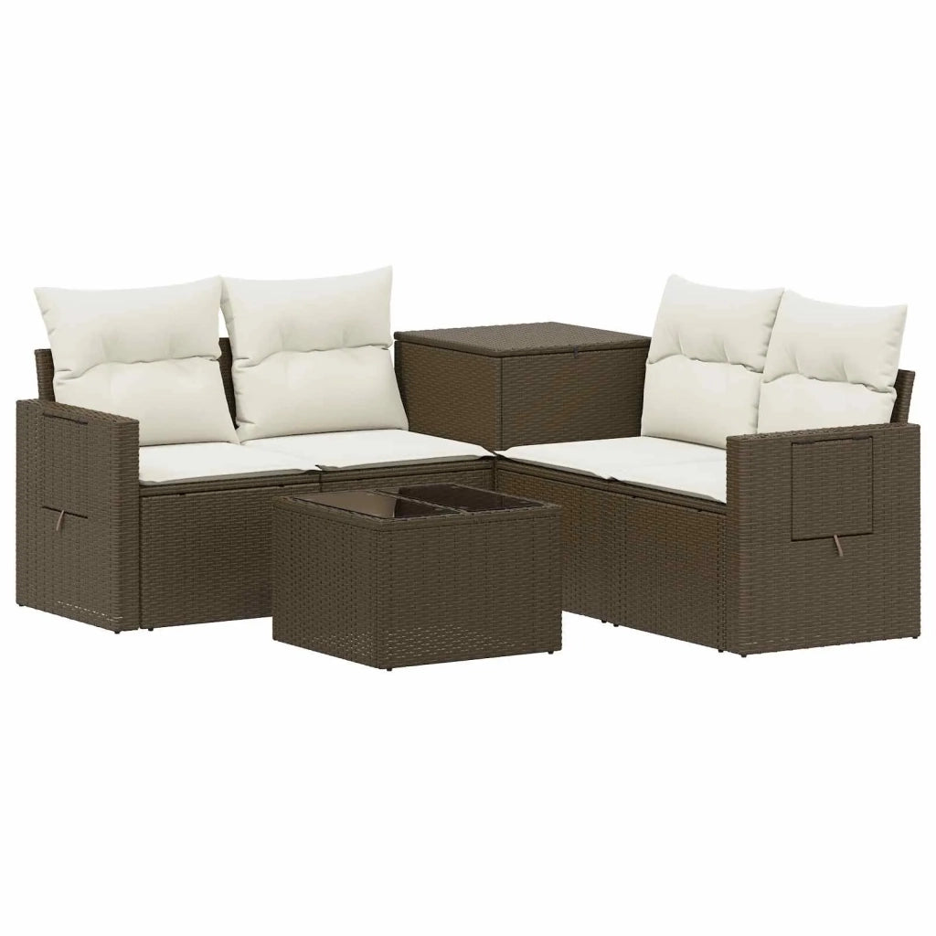 Set di divani 6 pz Marrone e Bianco Crema 3447454