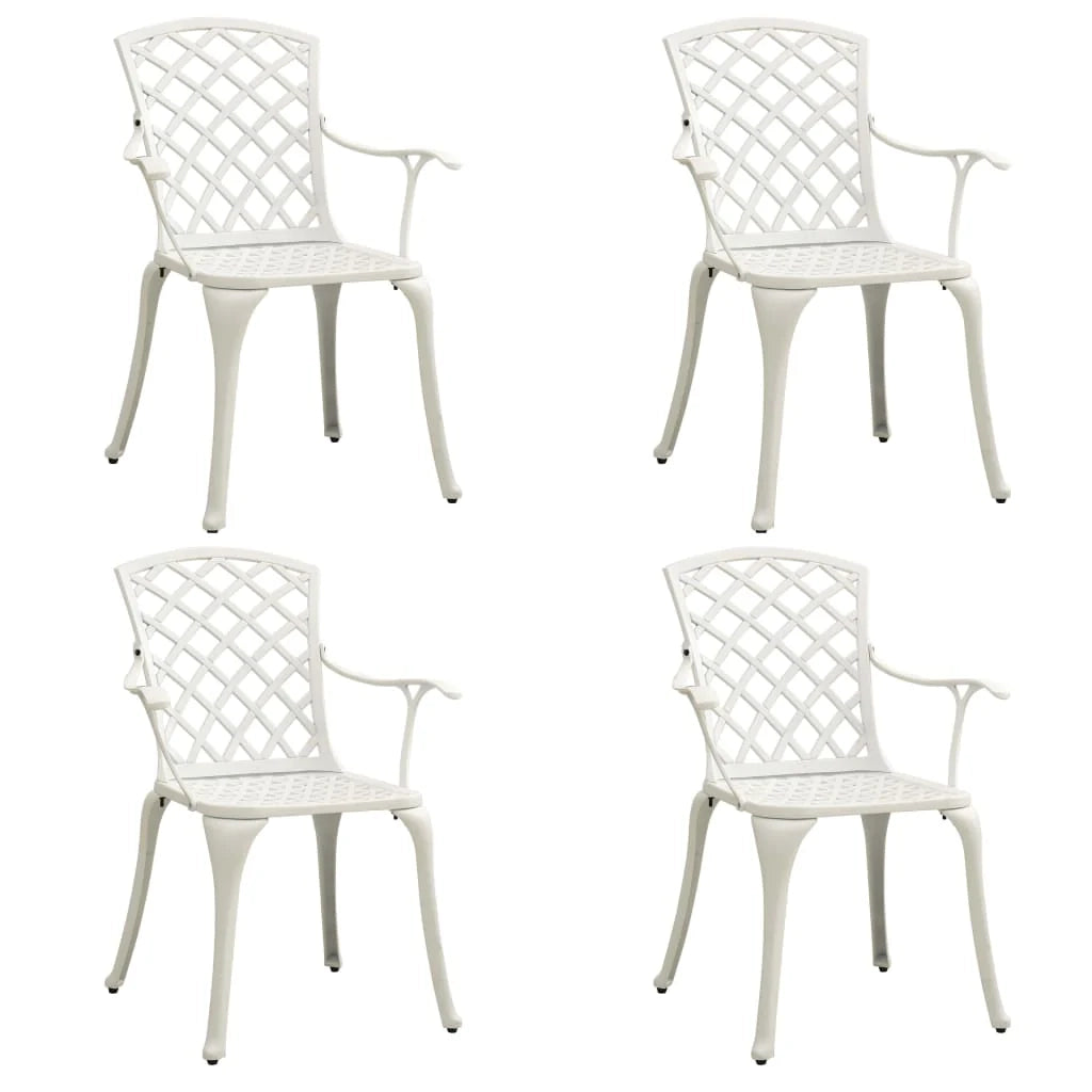 Set da bistrot da giardino composto da 5 pezzi in alluminio pressofuso bianco per esterni ideale per patio e giardino. Codice articolo: 02_0013530.