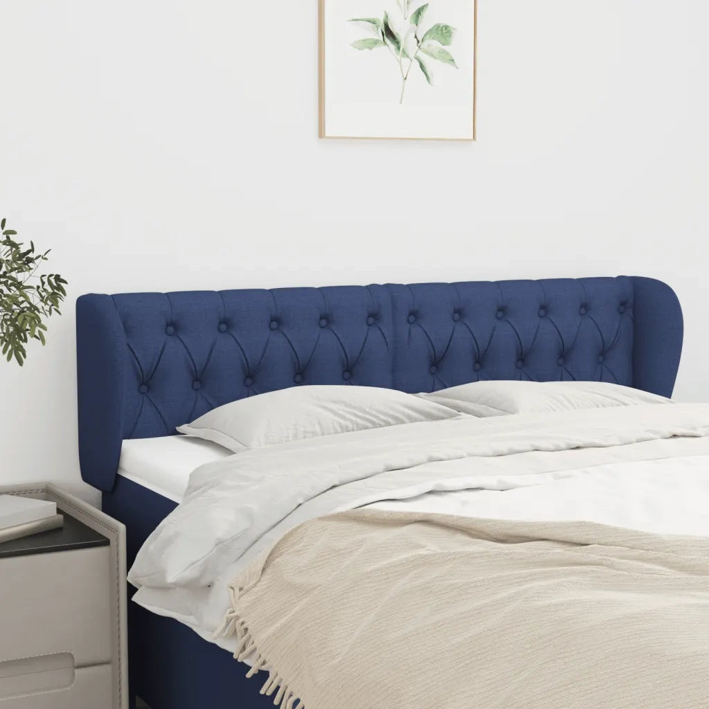 Testiera | Testata ad Orecchio Blu 163x23x78/88cm in Tessuto