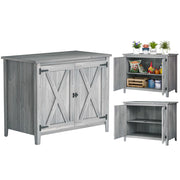 Armadio da giardino in legno con ripiani e doppie ante ¨C zephmum ¨C 110x60x88.5 cm grigio chiaro